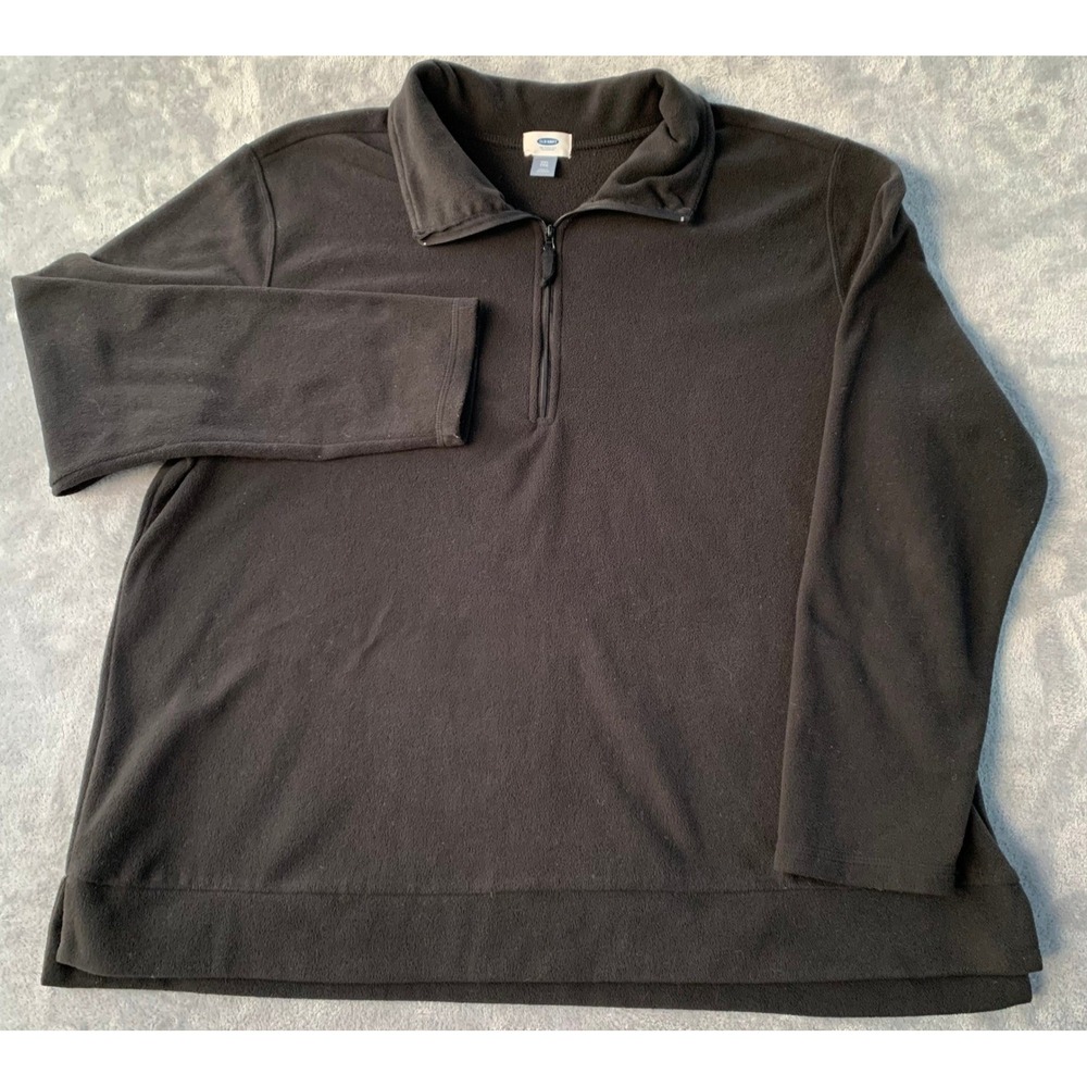 XXL Quarter Zip Pullover Long Sleeve Black Fleece Warm Casual Layer Men Old Navy